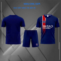 Bộ quần áo đá bóng nam nữ câu lạc bộ Paris Saint Germain chất thun lạnh thoáng mát . Bộ đồ đá banh CLB PSG (in tên số )