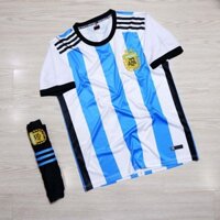 Bộ quần áo đá bóng nam nữ Argentina sọc trắng xanh