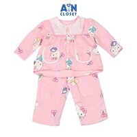 Bộ quần áo Dài bé gái họa tiết Mèo Kitty Hồng xô sợi tre - AICDBG4PEUMS - AIN Closet