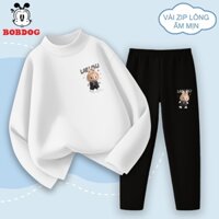 Bộ quần áo dài giữ nhiệt bé trai BOBDOG 2025, bộ đồ thun dài ấm áp co giãn tốt in hình LABUBU cute OY-KS57 cho bé