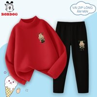 Bộ quần áo dài giữ nhiệt bé trai BOBDOG 2025, bộ đồ thun dài ấm áp co giãn tốt in hình LABUBU cute OY-KS56 cho bé