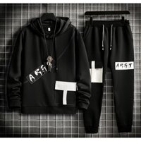 Bộ Quần Áo Dài Nỉ Nam Nữ Unisex Có Mũ In Chữ ARST Phối Túi francisb QA NAM 1000098