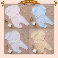 Bộ quần áo dài Nous cài chéo màu cho bé trai và gái chất petit mềm mại, co giãn tốt cho bé sơ sinh