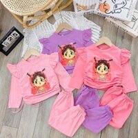 Bộ Quần + Áo Dài Tay 12-30 kg Hình Bé Buộc Tóc Áo Rút Dây ( DT 1 ).......
