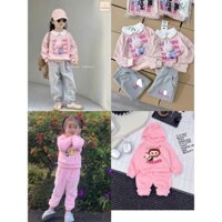 Bộ quần áo dài tay bé gái: bộ nỉ - đồ bộ dài tay- đồ lông cho bé hoạ tiết labubu hot trend