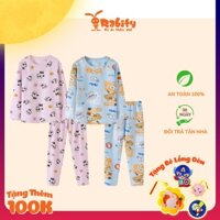 Bộ quần áo dài tay bộ thun cotton mỏng mùa se lạnh thu đông chất dày vừa cho bé trai/bé gái Rabity (nhiều mẫu) 92732