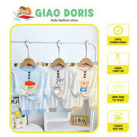 Bộ Quần Áo Dài Tay Cổ Trụ In Hình Caro Hiệu Minky Mom, Vải Thun Lạnh Thoáng Mát Nhiều Hình Dễ Thương