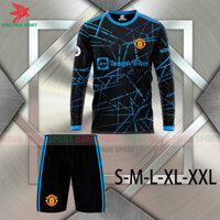 BỘ QUẦN ÁO DÀI TAY MANCHESTER UNITED 2021 2022 ĐEN – THUN LẠNH CAO CẤP