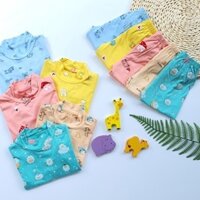 Bộ Quần Áo Dài Tay Thu Đông Thun Lạnh Cổ 3 Phân In Họa Tiết Cho Bé Trai Bé Gái 6 -18kg