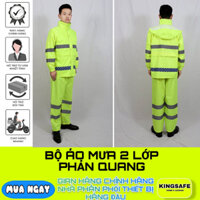 Bộ Quần Áo Đi Mưa PU PHẢN QUANG Cao Cấp 2 Lớp Chống Nước – Quần Áo Mưa Moto (1 BỘ )
