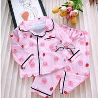 Bộ quần áo, đồ mặc nhà dài tay pijama chất đũi xốp mềm mịn họa tiết dễ thương đủ size cho bé gái thu đông LOẠI 1