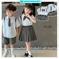Bộ quần áo đồng phục học sinh cho bé trai bé gái in hình Labubu 1 đến 7 tuổi BERNIE 0724B42