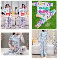 Bộ quần áo Doraemon Doremon thun tăm lạnh size 45-80kg
