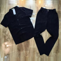 Bộ Quần Áo Đũi Nam Cổ bẻ chất vải đũi thái loại dày Full