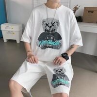 Bộ Quần Áo Gấu Nam Nữ Trẻ Trung Hot Trend Mùa Hè 2022 STYLE MARVEN - SET NAM 90000163C - Trắng,Size M