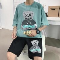 Bộ Quần Áo Gấu Nam Nữ Trẻ Trung Hot Trend Mùa Hè 2022 STYLE MARVEN - SET NAM 90000163C - Xanh,Size XL