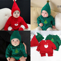 Bộ Quần Áo Giáng Sinh Cho Bé - Bộ Quần Áo Noel Kèm Mũ Cho Bé, Chất Nỉ Lông Mịn Ấm Áp