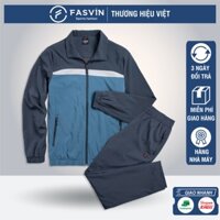 Bộ quần áo gió nam 2 lớp FASVIN BC22540.SG vải thể thao 02 lớp hàng chính hãng