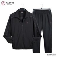 Bộ quần áo gió nam FASVIN BC22541.HN vải thể thao cao cấp 02 lớp lót lưới hàng chính hãng - Đen - Size 5 72 - 78kg
