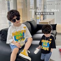 Bộ quần áo Happy and Love quần bò cho bé trai đi học đi chơi, siêu cá tính