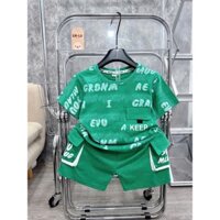 Bộ quần áo hè bé trai từ 18-28kg set quần đùi áo cộc cho bé nam quần túi hộp in chữ