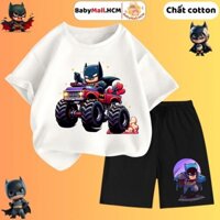 Bộ quần áo hình Người Dơi Batman cho bé trai BABYMALLHCM đồ bộ thun cộc tay cho bé chất cotton mềm mịn