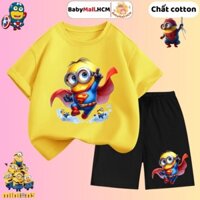 Bộ quần áo hình Siêu Nhân Minio cho bé trai BABYMALLHCM set đồ bộ thun cộc tay cho bé chất cotton