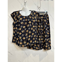 Bộ quần áo lanh hoa quần lửng trung niên người già