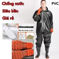 Bộ quần áo lội nước liền găng tay liền ủng. Nhựa PVC cao cấp. Bộ quần áo lội nước đa năng