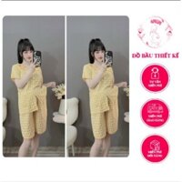 Bộ quần áo lửng chất lanh đũi mặc bầu và sau sinh, áo kéo khóa ti, quần có chun chỉnh, mềm mại, thoải mái HABU