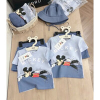 Bộ quần áo Micky xanh tặng kèm Mũ cho bé trai chất liệu cotton vải đẹp hàng loại 1
