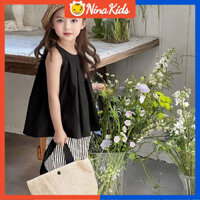 Bộ quần áo mùa hè cho bé gái Áo Vest thời trang hàng đầu sọc quần ống rộng Bộ 2 món 1-7 tuổi