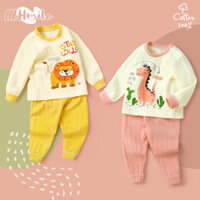 Bộ Quần Áo Mùa Thu Cho Bé Cotton Nguyên Chất Quần Dài Bộ Đồ Ngủ Bé Trai Bộ Đồ Lót Nam Nữ Bé Cotton Nhà