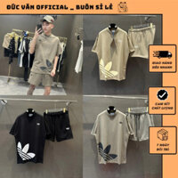 Bộ Quần Áo Nam A Đi Đạt Phối Logo Cánh Áo Mix Quần Nỉ Chân Cua_Bộ Quần Đùi Hè Nam Chất Vải Cotton Logo Thêu Siêu Nét