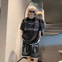 Bộ quần áo nam cộc tay in chữ ROOM vải cotton tổ ong thoáng khí ngăn mùi