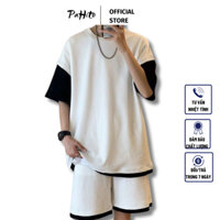 Bộ quần áo nam cộc tay mùa hè phối màu tay  (BH40)