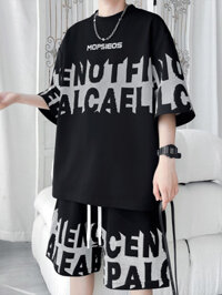 Bộ quần áo nam đẹp trai giản dị quần short ngắn tay rộng rãi trào lưu mẫu mới mùa hè 2024 cho nam m