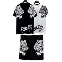 Bộ Quần Áo Nam Hè Philipp Plein in Hổ Chất cotton kiểu dáng đường phố cực chất