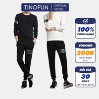 Bộ quần áo nam mùa đông TINOFUN Bộ thể thao nam 3 vạch mã MK đẹp phong cách hàn quốc chất vải nỉ mềm mịn co giãn - Hàng