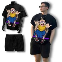 Bộ Quần Áo Nam Nữ Chất Cotton 1OO% Thoáng Mát Áo Thun Basic Cổ Tròn Quần Short Nỉ NGỒI VÁN