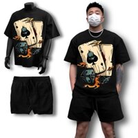 Bộ Quần Áo Nam Nữ Chất Cotton 1OO% Thoáng Mát Áo Thun Basic Cổ Tròn Quần Short Nỉ CÂY ÁT