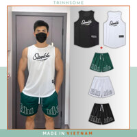 Bộ Quần Áo Nam Set Đồ Tập Thể Thao Sport Áo Ba Lỗ Tanktop Phối Quần Đùi In Chữ. MÃ: BL1.QD2