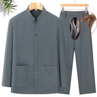 Bộ quần áo nam trung niên cho bố dài tay thu đông, đồ bộ trung niên nam, quần áo cho người già