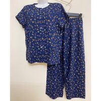 Bộ quần áo người già lanh nhung hoa áo mở cúc 2 túi cho người già và trung niên