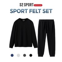 Bộ quần áo nỉ nam trơn S2 SPORT thể thao cotton USA thêu hình nổi phối quần jogger cạp chun - BNF.05