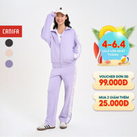 Bộ quần áo nỉ nữ CANIFA áo dài tay phôi viền quần dài ống suông 6ST24W003