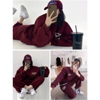 Bộ quần áo nỉ nữ dài tay mặc nhà - Set áo Sweater cổ tròn kèm quần jogger nỉ Honoromann X0174