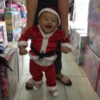 Bộ quần áo Noel vải nhung cho bé trai và bé gái trang phục giáng sinh gồm quần + áo + nón ẢNH THẬT