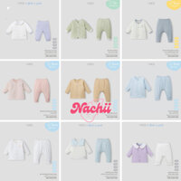 Bộ Quần Áo  NOUS Dài Tay Cài Thẳng (Cài Giữa) Chất Liệu Nu Petit Size Cho Bé 0-3 Tháng Đến 9-12 Tháng (0M-3M-6M-9M-12M)