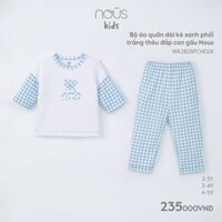 Bộ quần áo Nous dài tay phối trắng thêu đáp gấuo trai, bé gái họa tiết đáng yêu nhiều màu sắc  cho bé từ 2-3 tuổi đến 5-